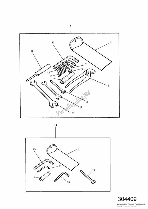 Toutes les pièces pour le Trousse à Outils du Triumph Trident 750 1992 - 1995