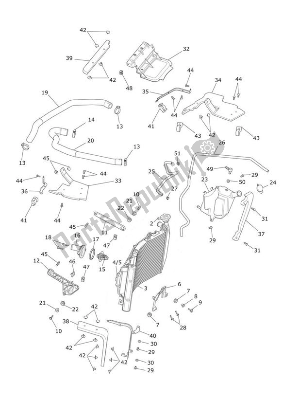 All parts for the Cooling System of the Triumph Trophy 1215 2013