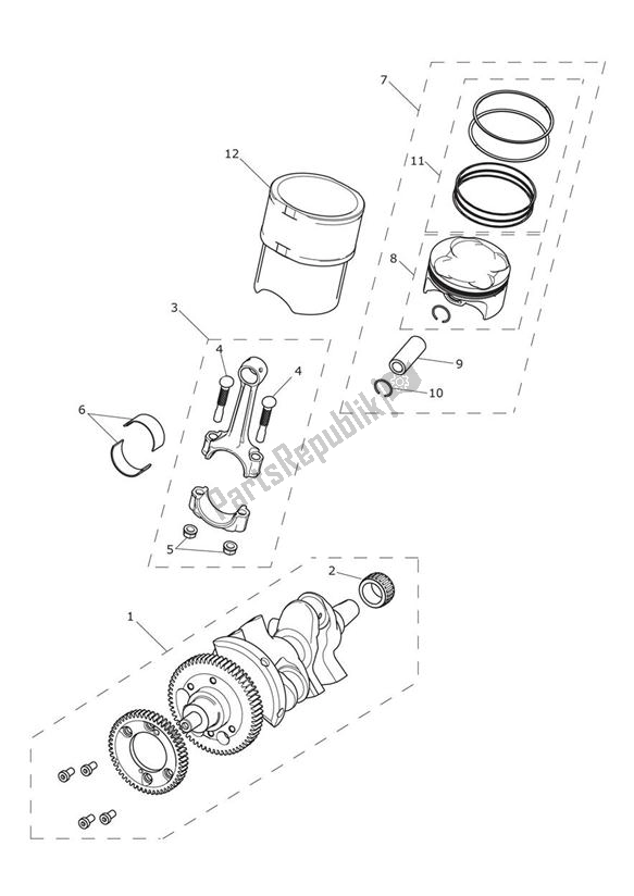 Tutte le parti per il Albero Motore, Bielle, Pistoni E Camicie del Triumph Trophy 1215 2013