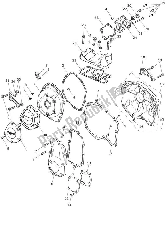 All parts for the Engine Covers of the Triumph Trophy 1215 2013