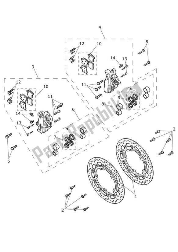Todas las partes para Front Caliper & Discs de Triumph Trophy 1215 2013