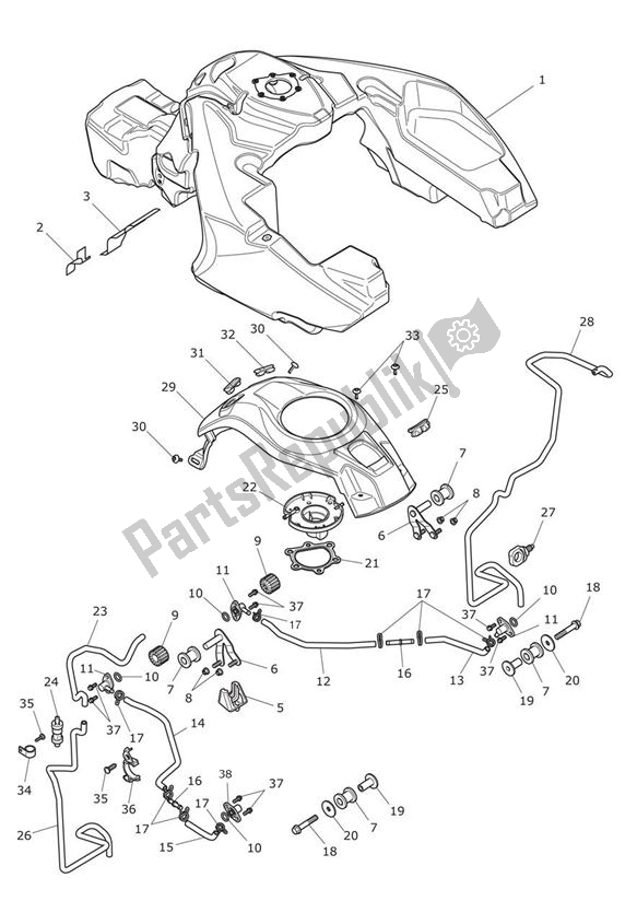 All parts for the Fuel Tank & Fittings of the Triumph Trophy 1215 2013