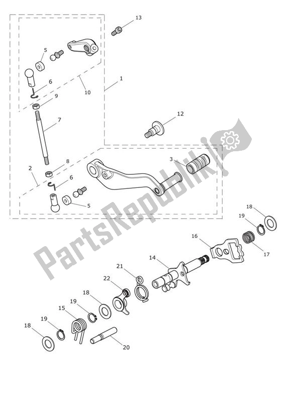 All parts for the Gear Change Mechanism of the Triumph Trophy 1215 2013