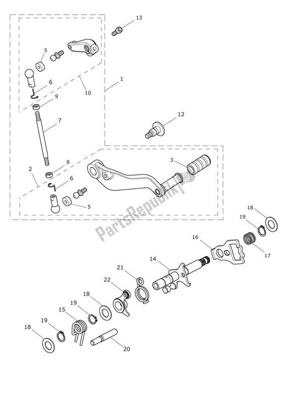 All parts for the Gear Change Mechanism of the Triumph Trophy 1215 2013