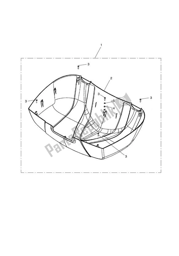 All parts for the Lid Cover Kit, Top Box, Colour of the Triumph Trophy 1215 2013