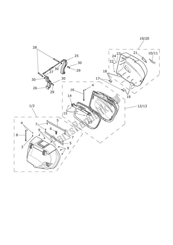 All parts for the Panniers of the Triumph Trophy 1215 2013