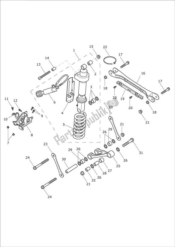 Toutes les pièces pour le Rear Suspension Unit & Linkage du Triumph Trophy 1215 2013