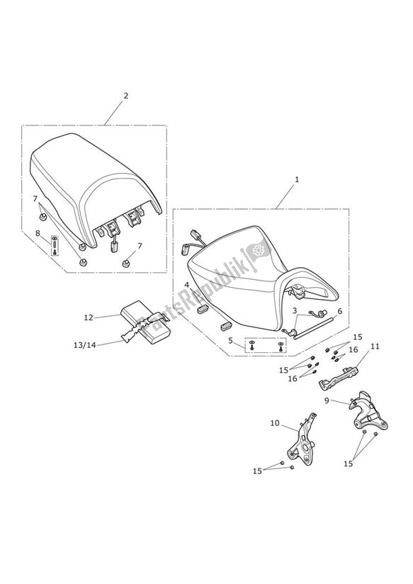 Tutte le parti per il Seat Assembly & Toolkit del Triumph Trophy 1215 2013