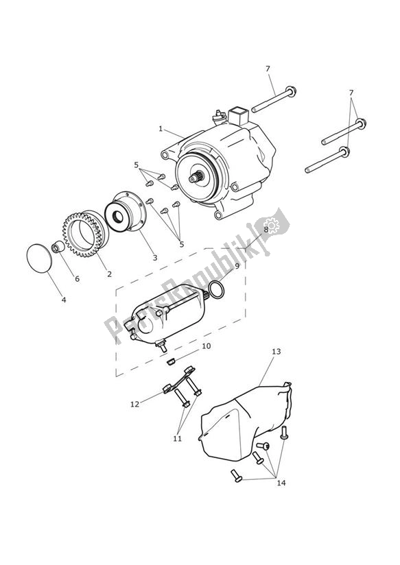 All parts for the Starter & Alternator of the Triumph Trophy 1215 2013