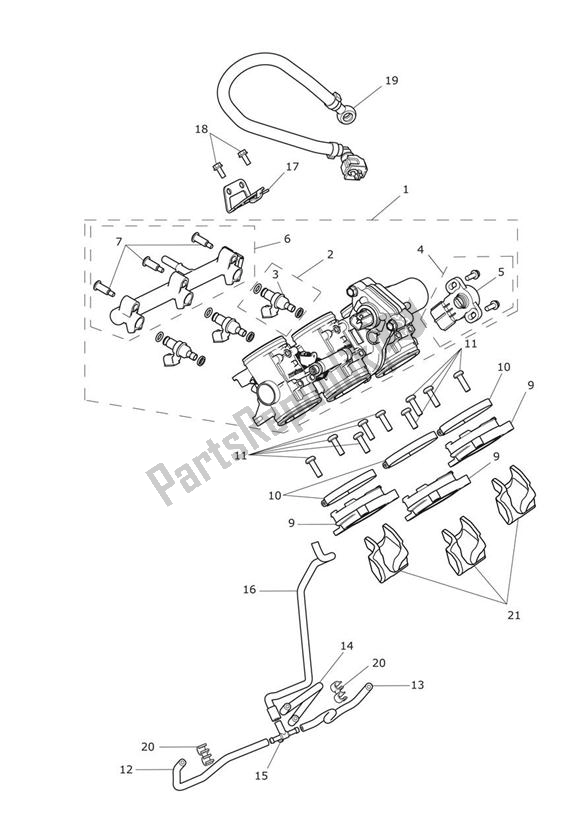 All parts for the Throttles, Injectors And Fuel Rail of the Triumph Trophy 1215 2013