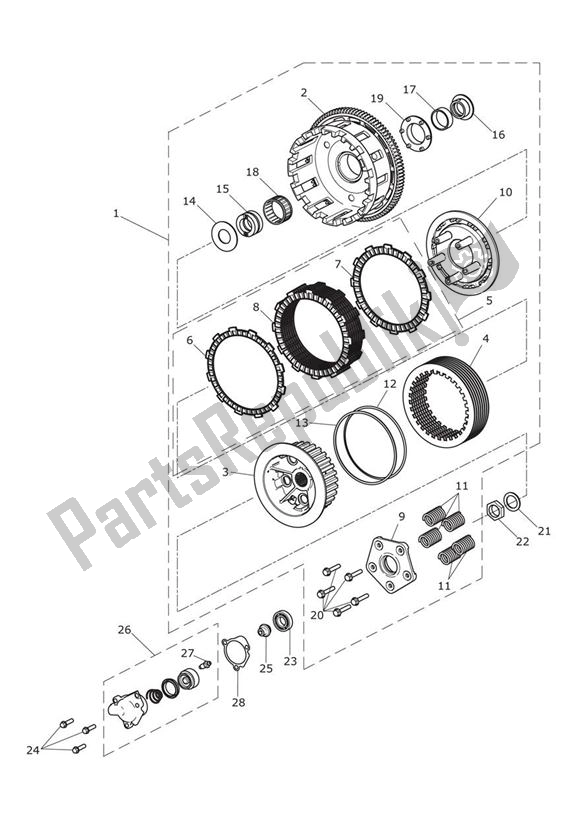 All parts for the Clutch of the Triumph Trophy 1215 SE 2013