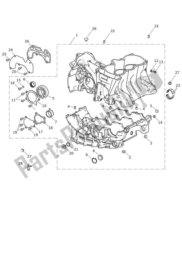 All parts for the Crankcase & Fittings of the Triumph Trophy 1215 SE 2013