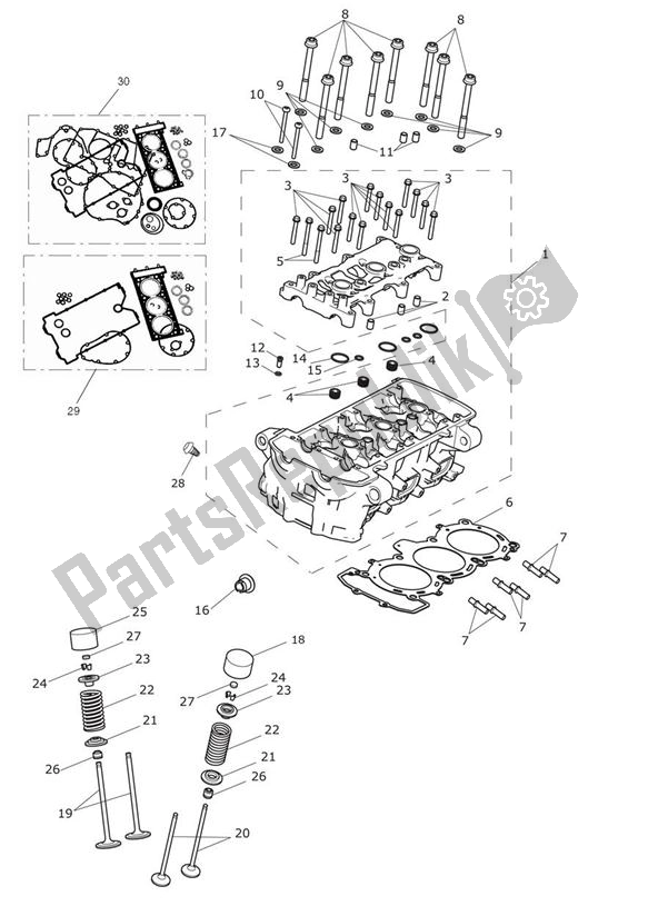 All parts for the Cylinder Head & Valves of the Triumph Trophy 1215 SE 2013