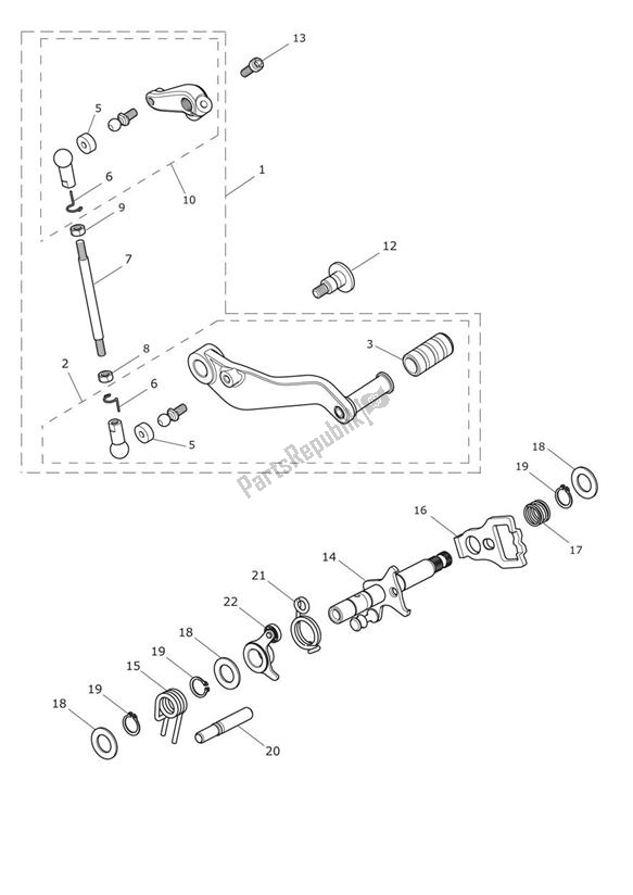 All parts for the Gear Change Mechanism of the Triumph Trophy 1215 SE 2013