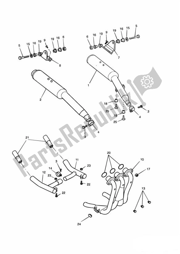 Todas las partes para 3 Cylinder Exhaust System de Triumph Trophy VIN: 29156 > 1180 1996 - 2003