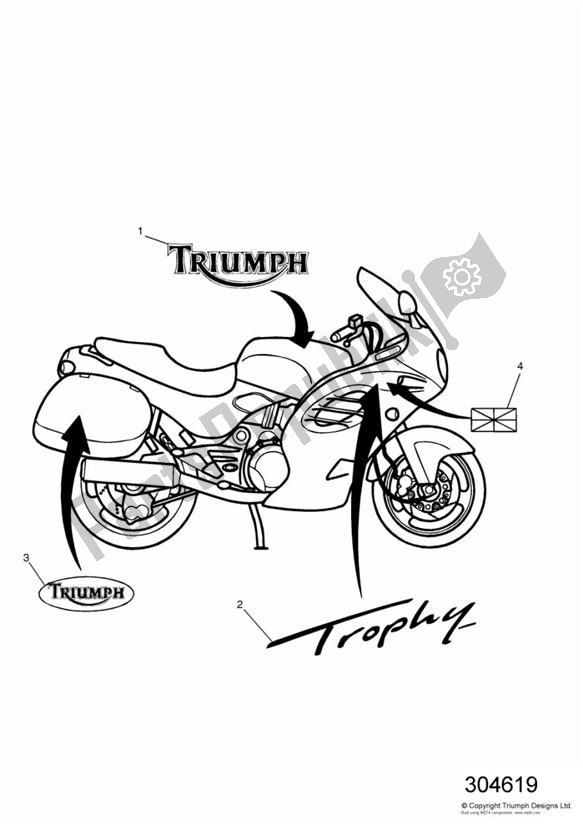 Todas las partes para Carrocería - Calcomanías de Triumph Trophy VIN: 29156 > 1180 1996 - 2003