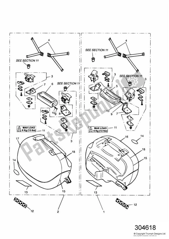 Tutte le parti per il Bodywork - Luggage Systems del Triumph Trophy VIN: 29156 > 1180 1996 - 2003