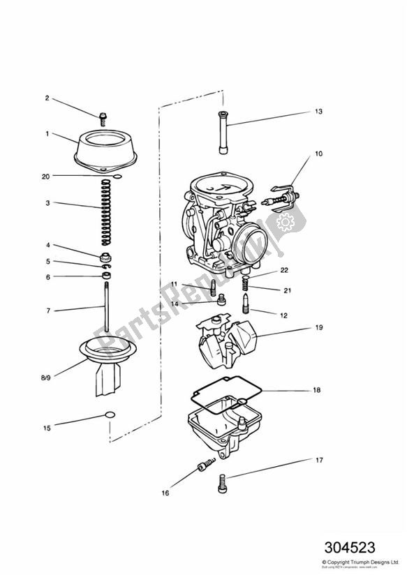 Tutte le parti per il Carburettor Parts 3 Cyl (carb Assy T1240635) del Triumph Trophy VIN: 29156 > 1180 1996 - 2003