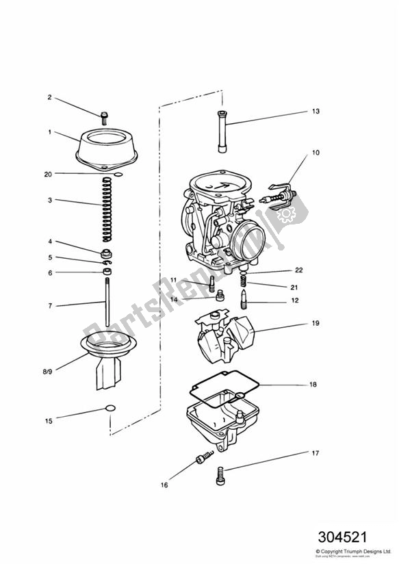 Todas las partes para Carburettor Parts 3 Cyl (carb Assy T1240900 & T1240620) de Triumph Trophy VIN: 29156 > 1180 1996 - 2003