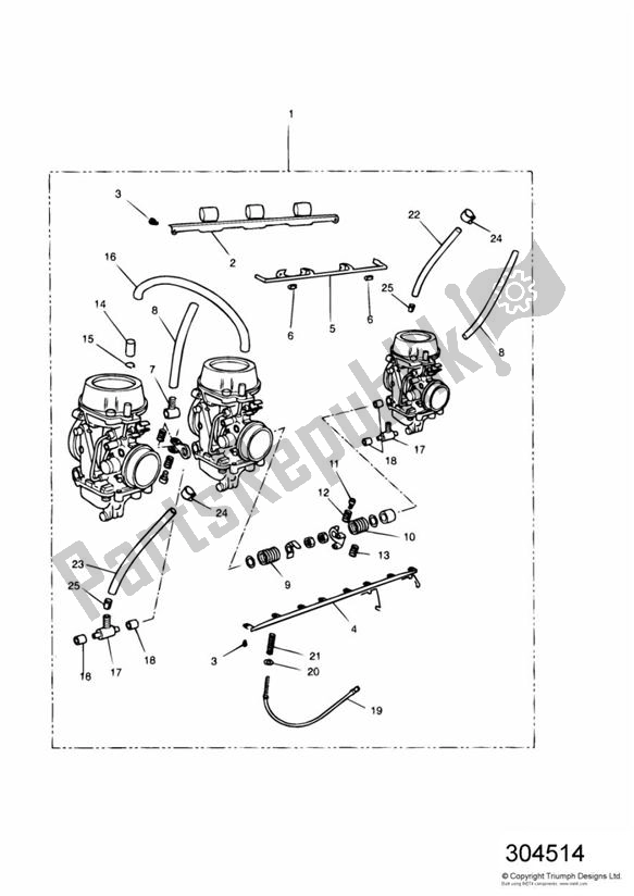 Todas las partes para Carburettors 3 Cylinder - All Markets Except Us Cal > Eng No 55880 de Triumph Trophy VIN: 29156 > 1180 1996 - 2003