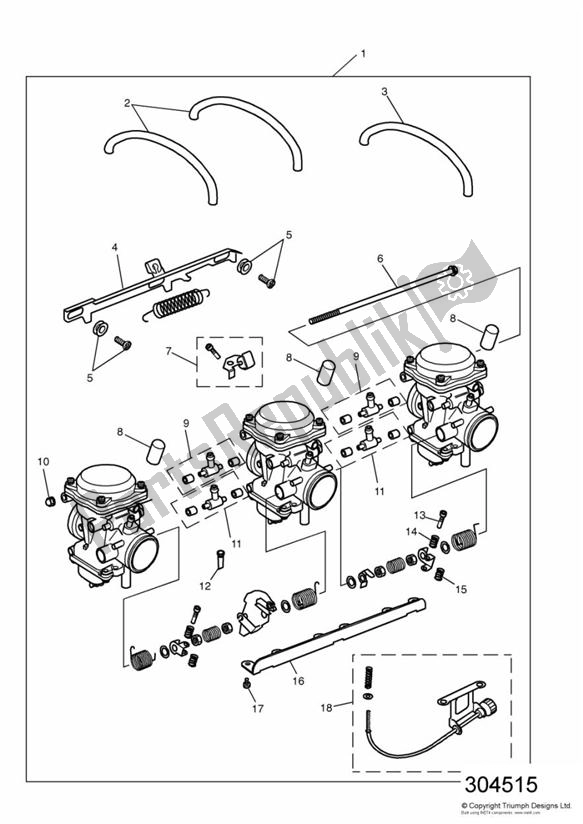 Todas las partes para Carburettors 3 Cylinder - All Markets Except Us Cal Eng No 55881 > de Triumph Trophy VIN: 29156 > 1180 1996 - 2003