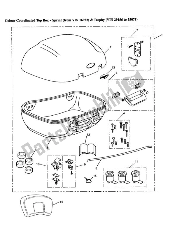 Tutte le parti per il Colour Coordinated Top Box (up To Vin 55071) del Triumph Trophy VIN: 29156 > 1180 1996 - 2003
