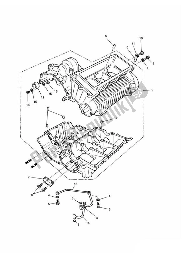 Todas as partes de Crankcase & Fittings - 3 Cylinder do Triumph Trophy VIN: 29156 > 1180 1996 - 2003