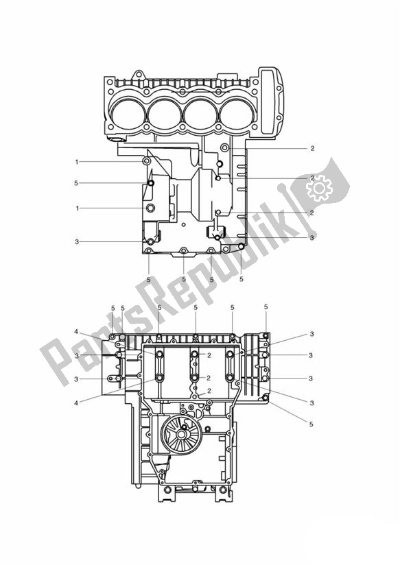 Todas las partes para Crankcase Fixings 4 Cylinder Black de Triumph Trophy VIN: 29156 > 1180 1996 - 2003