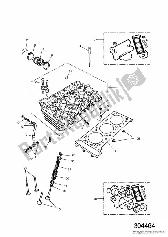 Todas las partes para Cylinder Head And Valves 3 Cylinder de Triumph Trophy VIN: 29156 > 1180 1996 - 2003