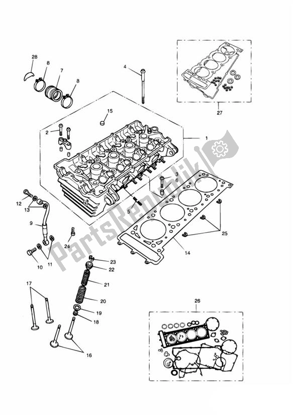 Tutte le parti per il Cylinder Head And Valves 4 Cylinder Grey del Triumph Trophy VIN: 29156 > 1180 1996 - 2003