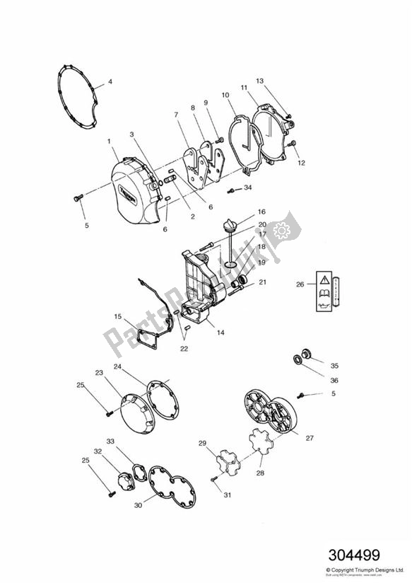 Todas las partes para Engine Covers 3 Cylinder de Triumph Trophy VIN: 29156 > 1180 1996 - 2003