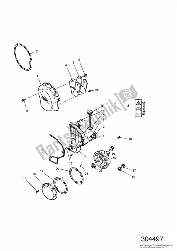 Todas las partes para Engine Covers 4 Cylinder Grey de Triumph Trophy VIN: 29156 > 1180 1996 - 2003