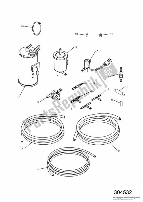 Todas las partes para Evaporative Loss Equipment 3 Cyl (us California Models Only) de Triumph Trophy VIN: 29156 > 1180 1996 - 2003