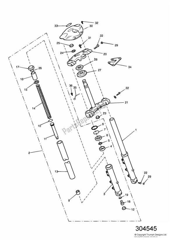 Tutte le parti per il Front Forks And Yokes 96152 > > 98479 del Triumph Trophy VIN: 29156 > 1180 1996 - 2003