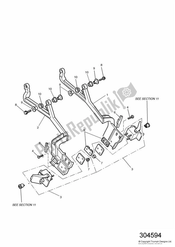 Tutte le parti per il Luggage Mounting Rails > 91279 del Triumph Trophy VIN: 29156 > 1180 1996 - 2003