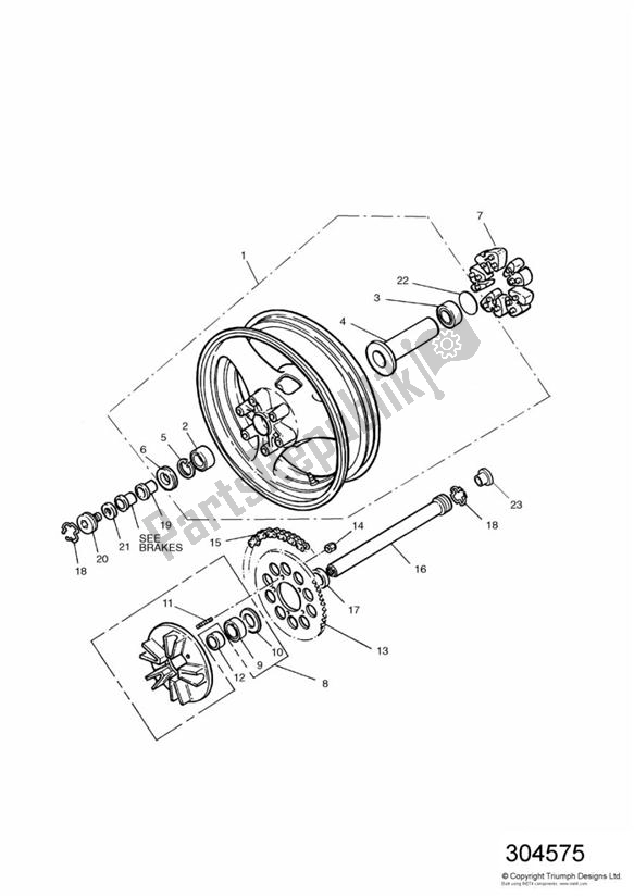 Todas las partes para Rear Wheel/final Drive de Triumph Trophy VIN: 29156 > 1180 1996 - 2003