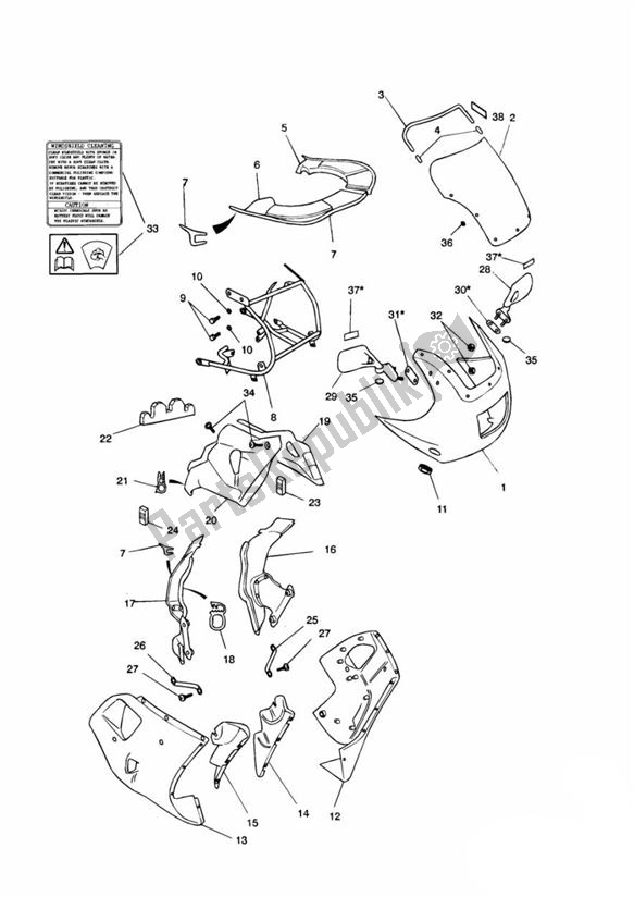 Toutes les pièces pour le Bodywork - Cockpit 4 Cylinder du Triumph Trophy VIN: > 29155 885 1992 - 1995