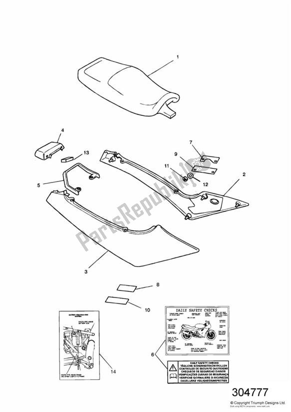 All parts for the Bodywork - Rear Side Panels & Seat of the Triumph Trophy VIN: > 29155 885 1992 - 1995