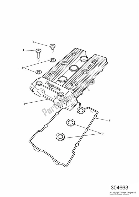 All parts for the Cam Cover 3 Cylinder Silver of the Triumph Trophy VIN: > 29155 885 1992 - 1995