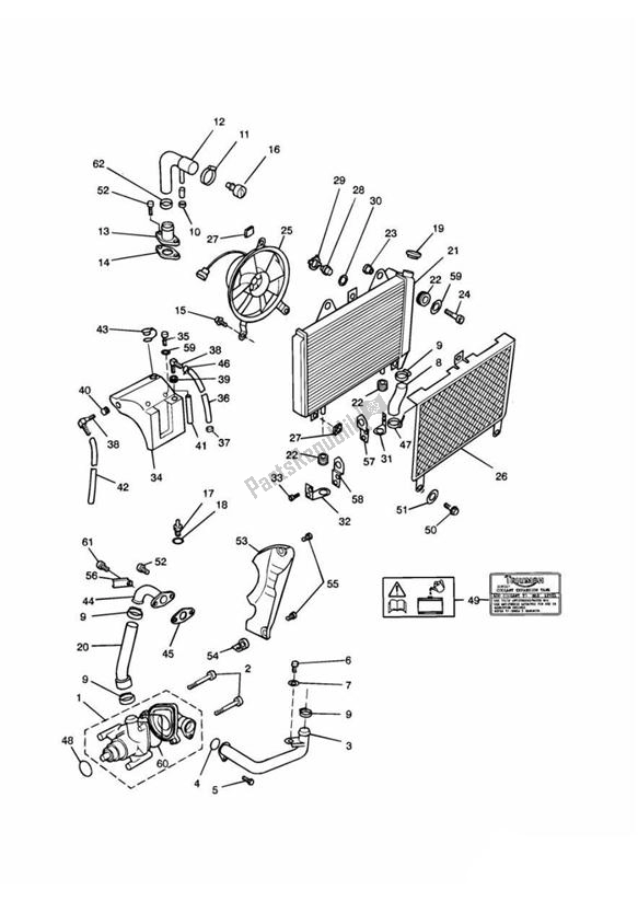 Todas las partes para Cooling System 4 Cylinder Engines de Triumph Trophy VIN: > 29155 885 1992 - 1995