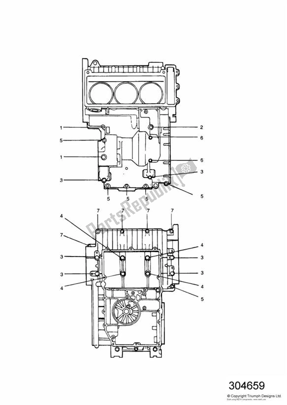 Todas las partes para Crankcase Fixings 11853 > de Triumph Trophy VIN: > 29155 885 1992 - 1995