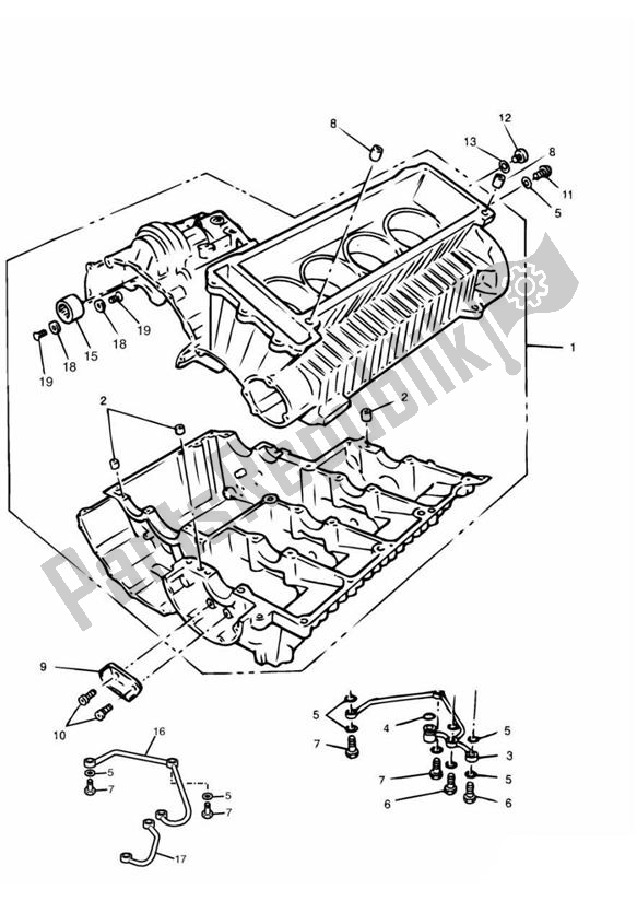 All parts for the Crankcase of the Triumph Trophy VIN: > 29155 885 1992 - 1995