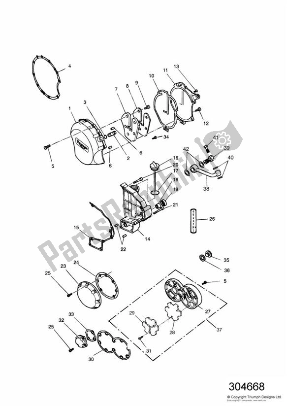 Toutes les pièces pour le Engine Covers 3 Cylinder Silver > 4901 du Triumph Trophy VIN: > 29155 885 1992 - 1995