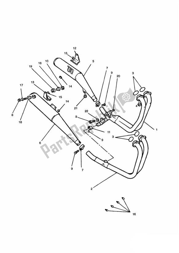 All parts for the Exhaust System 4 Cylinder 4902 > of the Triumph Trophy VIN: > 29155 885 1992 - 1995
