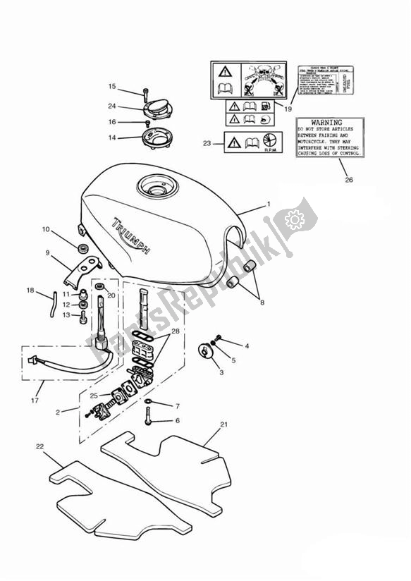 Toutes les pièces pour le Fuel Tank And Fittings du Triumph Trophy VIN: > 29155 885 1992 - 1995