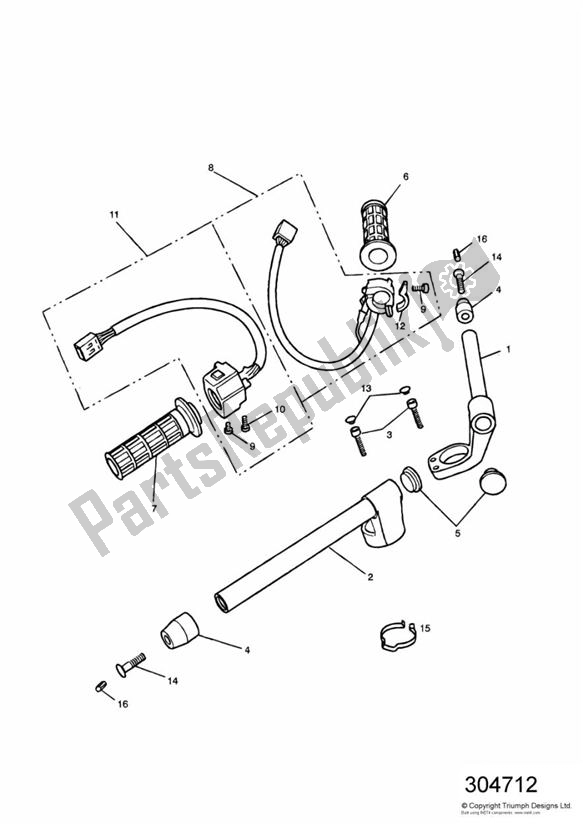 All parts for the Handlebars And Switches of the Triumph Trophy VIN: > 29155 885 1992 - 1995