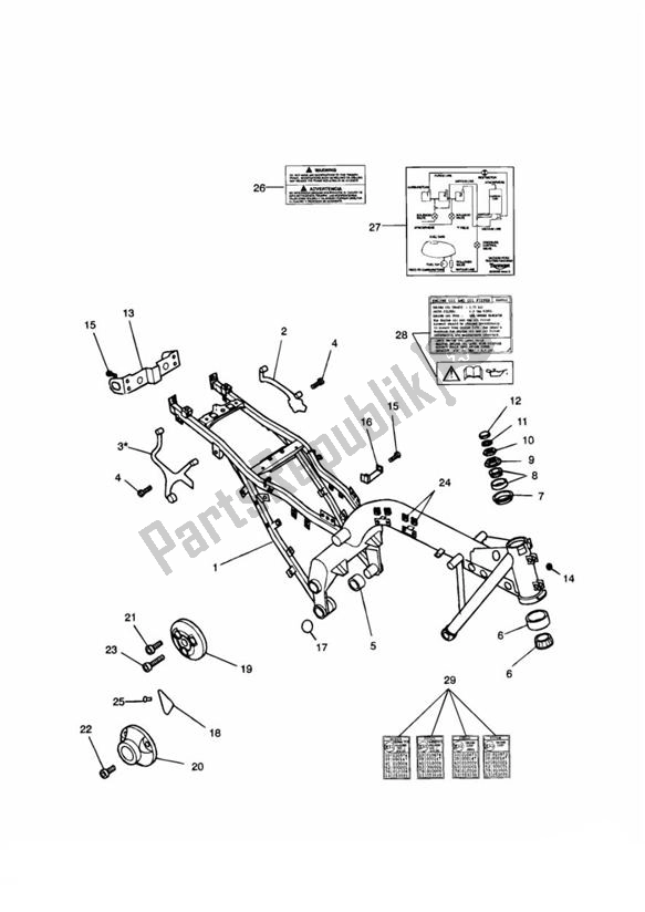 All parts for the Main Frame & Fittings of the Triumph Trophy VIN: > 29155 885 1992 - 1995