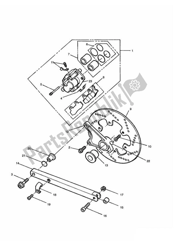 All parts for the Rear Brake Disc And Caliper of the Triumph Trophy VIN: > 29155 885 1992 - 1995