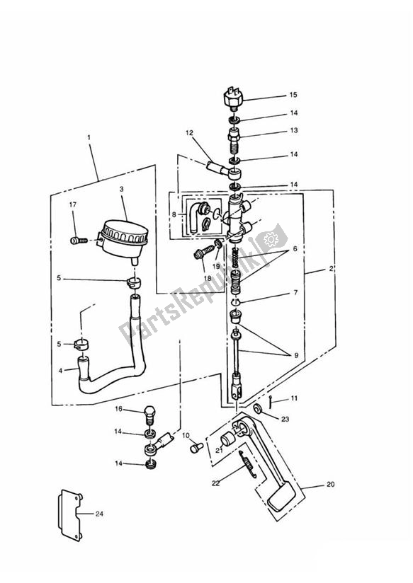 All parts for the Rear Brake Master Cylinder of the Triumph Trophy VIN: > 29155 885 1992 - 1995