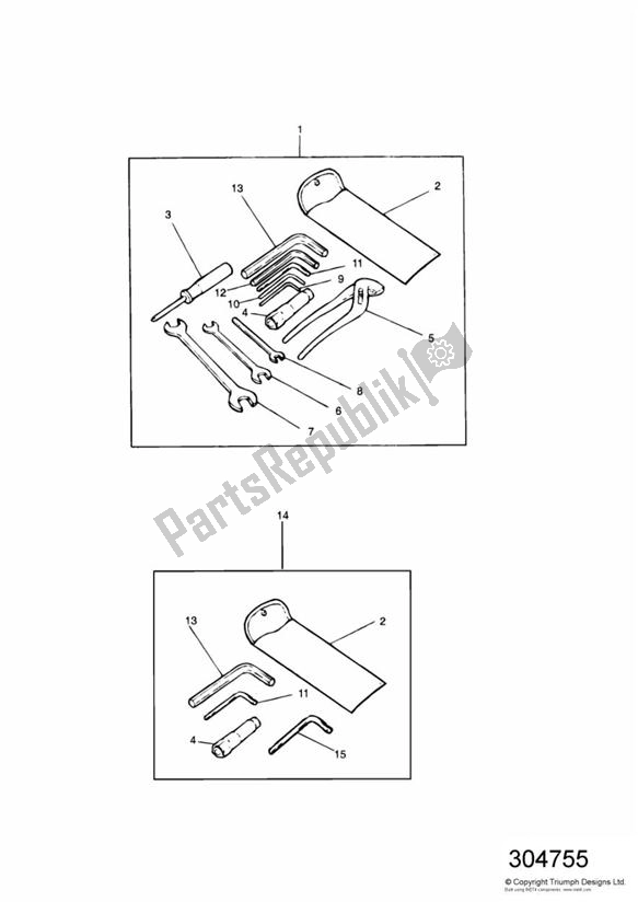 All parts for the Tool Kit of the Triumph Trophy VIN: > 29155 885 1992 - 1995